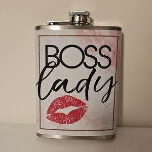 Boss Lady Flask with Red Lip Design